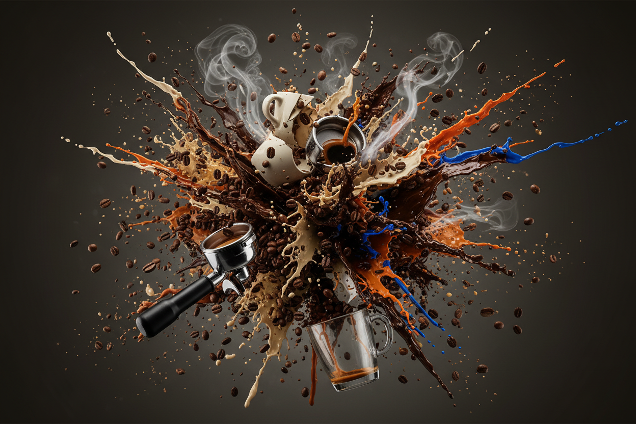 Chaotic coffee design with theme colors